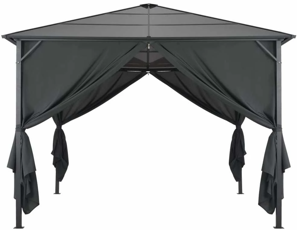 Pavėsinė su užuolaidomis, aliuminis, 3x3m, juoda