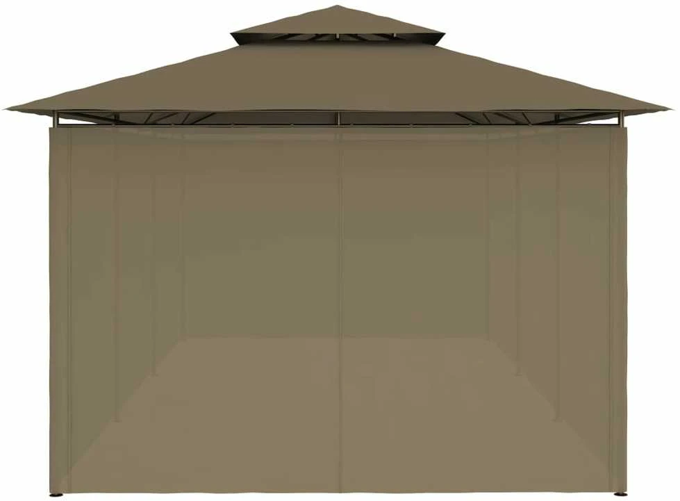 Pavėsinė su užuolaidomis, taupe, 600x298x270cm, 180g/m²
