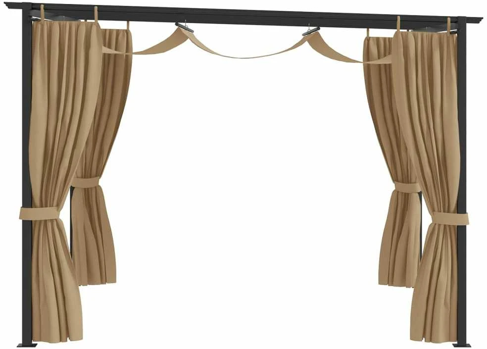 Pavėsinė su užuolaidomis, taupe spalvos, 3x3m, plienas