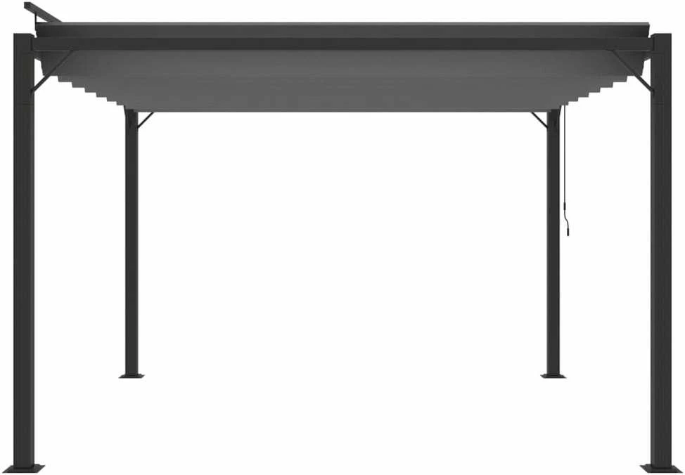 Pavėsinė su žaliuzių stogu, antracito, 3x3m, audinys/aliuminis