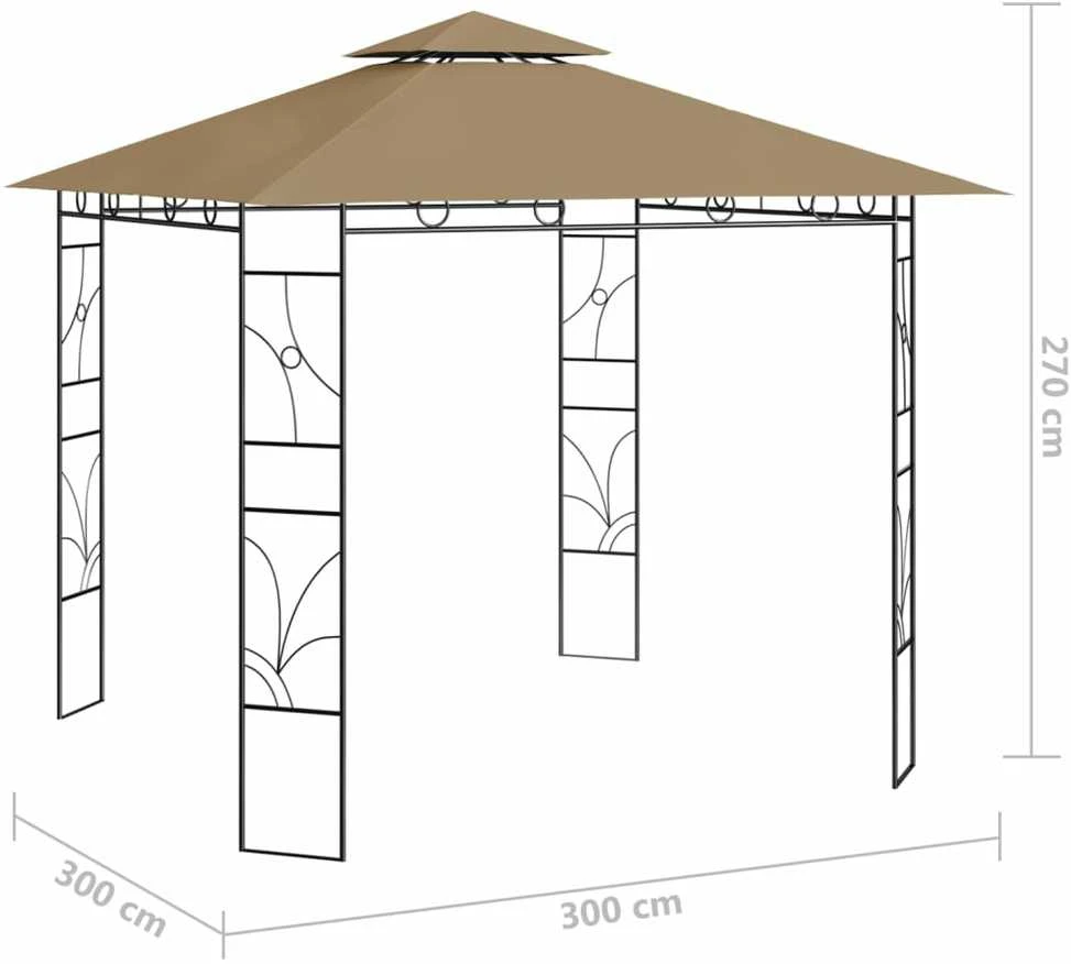 Pavėsinė, taupe spalvos, 3x3x2,7m, 160g/m²