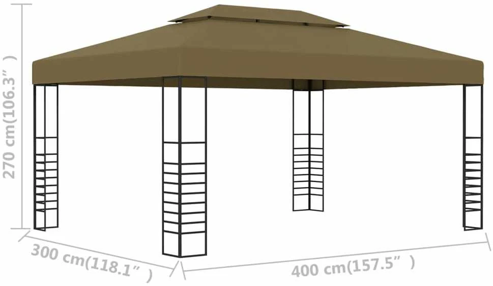 Pavėsinė, taupe spalvos, 3x4m, 180g/m²