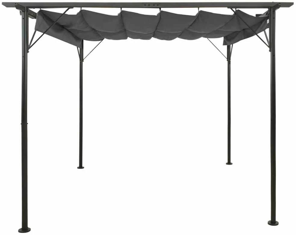Pergolė su įtraukiamu stogu, antracito spalvos, 3x3m, plienas