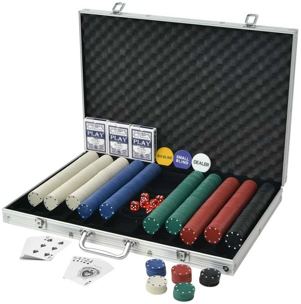 Pokerio rinkinys su 1000 žetonų, aliuminis