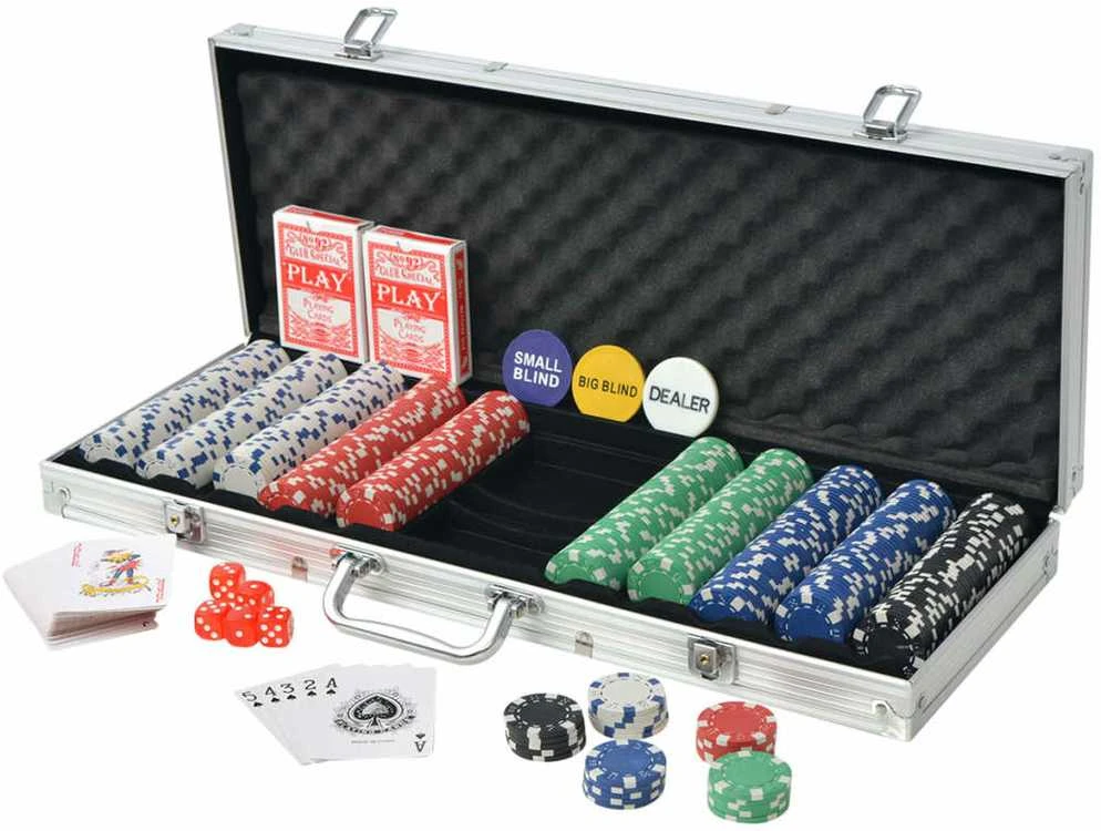 Pokerio rinkinys su 500 žetonų, aliuminis