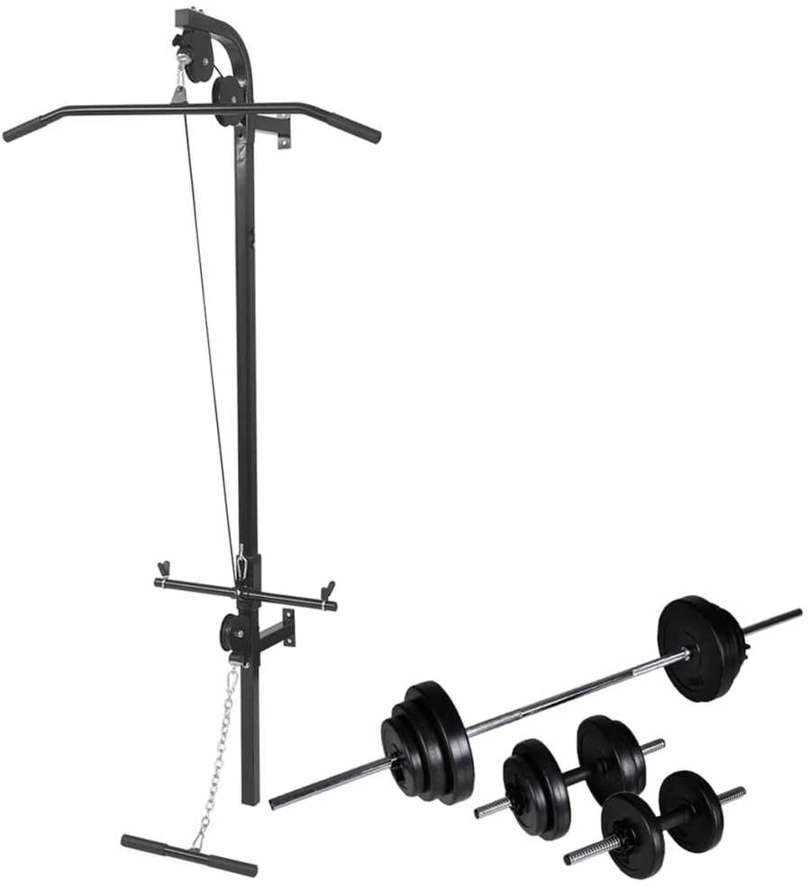 Prie sienos mont. jėgos tren. su štanga ir hant. rink., 30,5kg