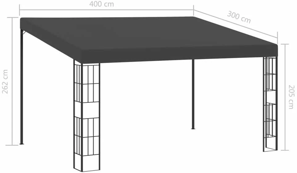 Prie sienos montuojama pavėsinė, antracito, 3x4m, audinys