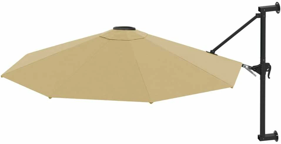 Prie sienos montuojamas skėtis su stulpu, taupe, 300cm