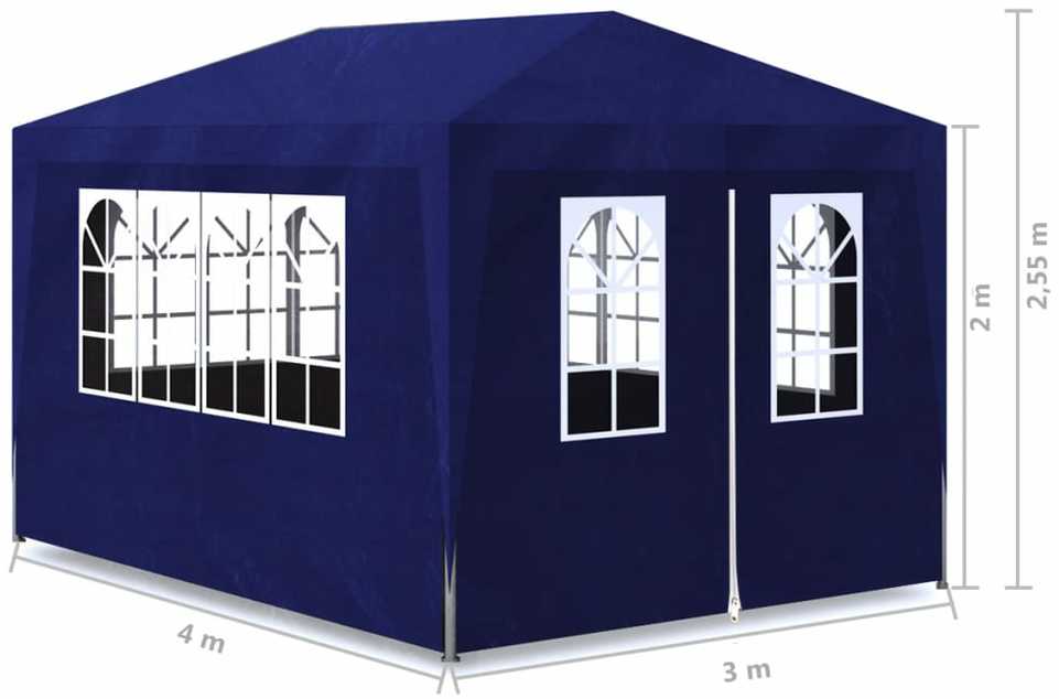 Proginė palapinė, 3 x 4 m, 4 sienelės, mėlyna