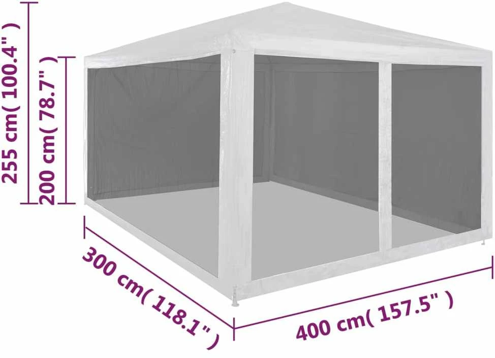 Proginė palapinė su 4 tinklinėmis šoninėmis sienelėmis, 4x3m
