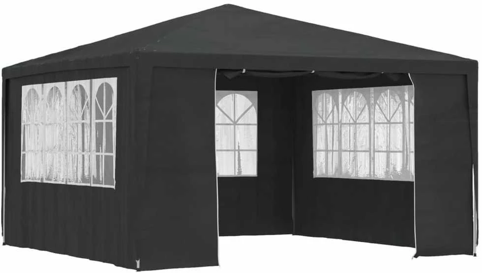 Proginė palapinė su šoninėmis sienomis, antracito, 4x4m, 90g/m²