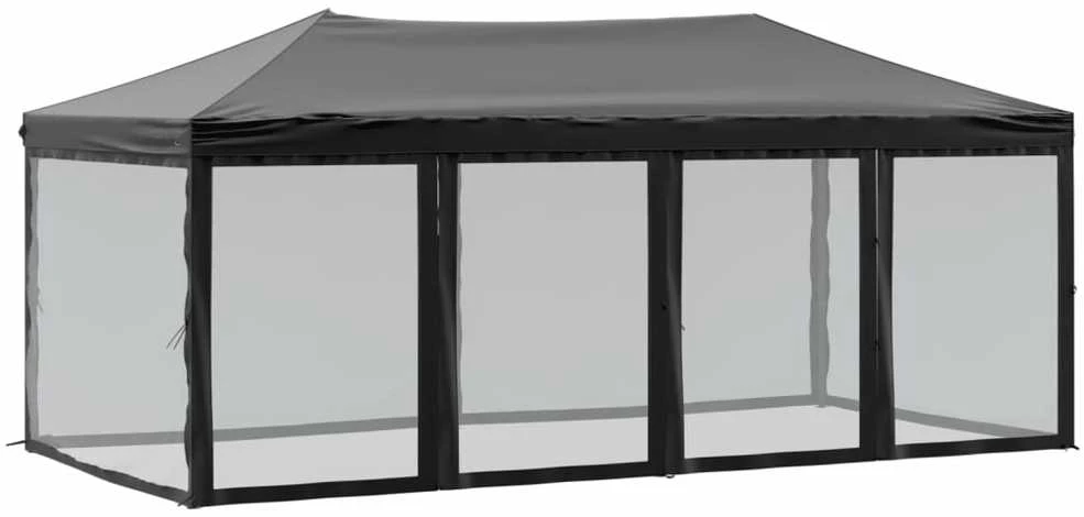 Proginė palapinė su šoninėmis sienomis, juoda, 3x6m