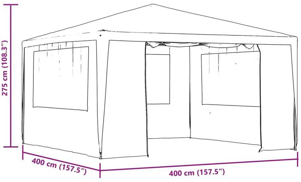 Proginė palapinė su šoninėmis sienomis, žalia, 4x4m, 90g/m²