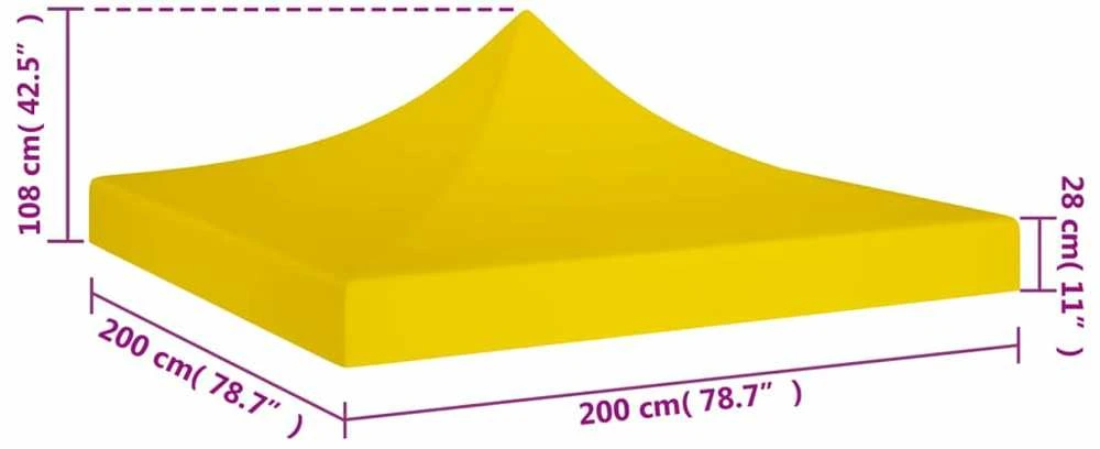 Proginės palapinės stogas, geltonos spalvos, 2x2m, 270 g/m²