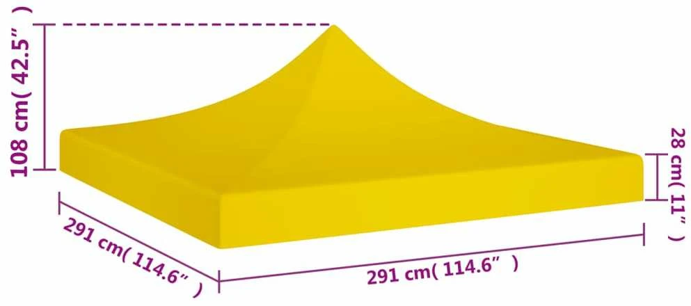 Proginės palapinės stogas, geltonos spalvos, 3x3m, 270 g/m²