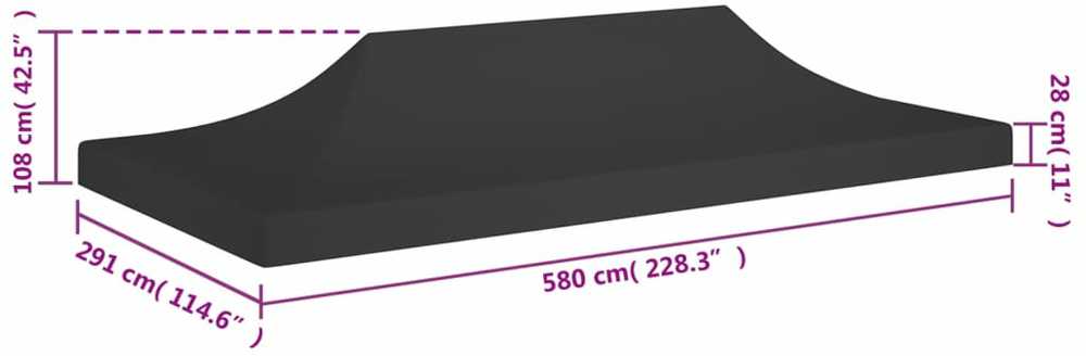Proginės palapinės stogas, juodos spalvos, 6x3m, 270 g/m²