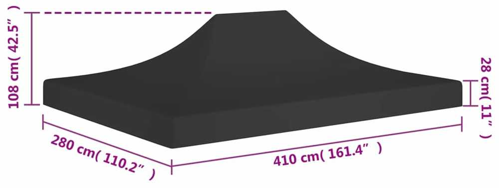 Proginės palapinės stogas, juodos spalvos, 4x3m, 270 g/m²