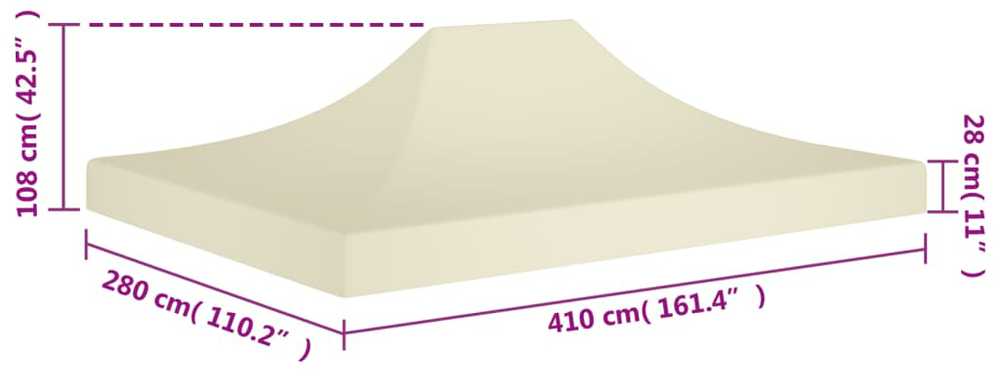 Proginės palapinės stogas, kreminės spalvos, 4x3m, 270 g/m²