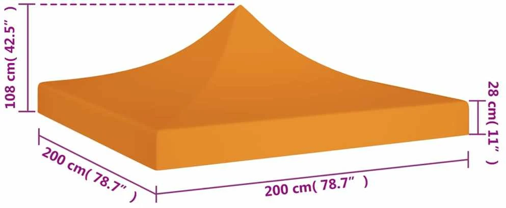 Proginės palapinės stogas, oranžinės spalvos, 2x2m, 270 g/m²