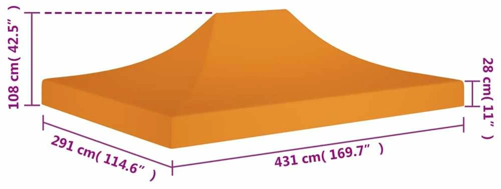 Proginės palapinės stogas, oranžinės spalvos, 4,5x3m, 270 g/m²