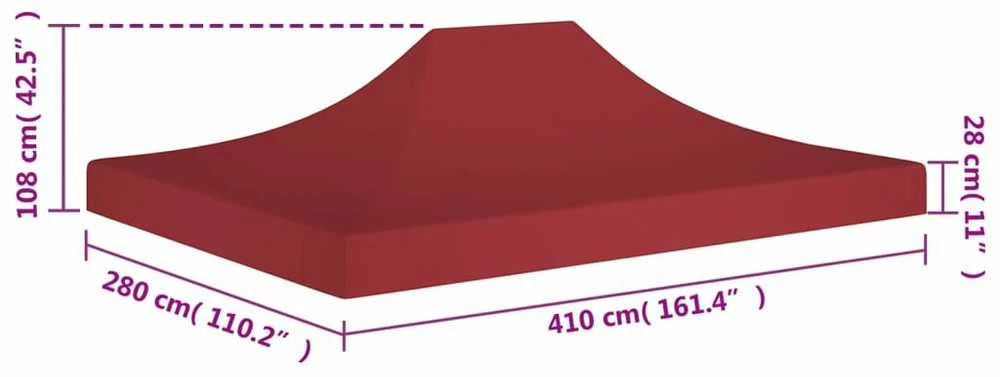 Proginės palapinės stogas, tamsiai raudonas, 4x3m, 270 g/m²