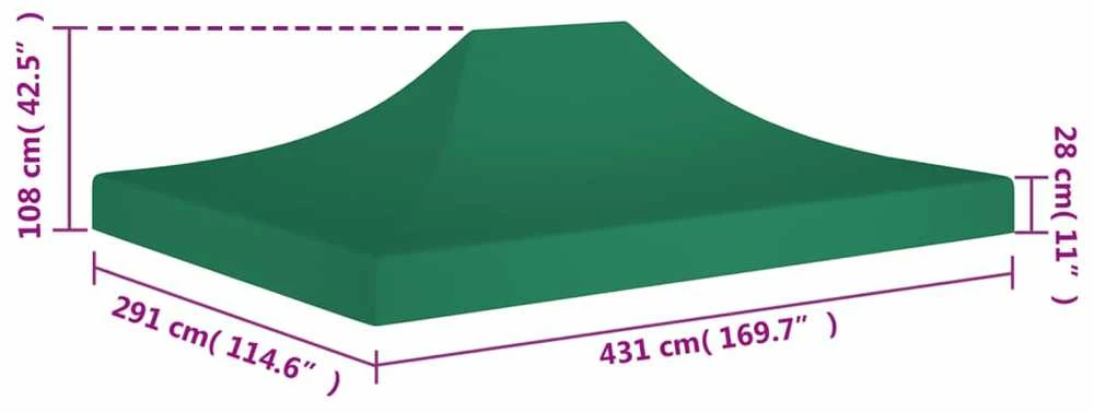 Proginės palapinės stogas, žalios spalvos, 4,5x3m, 270 g/m²