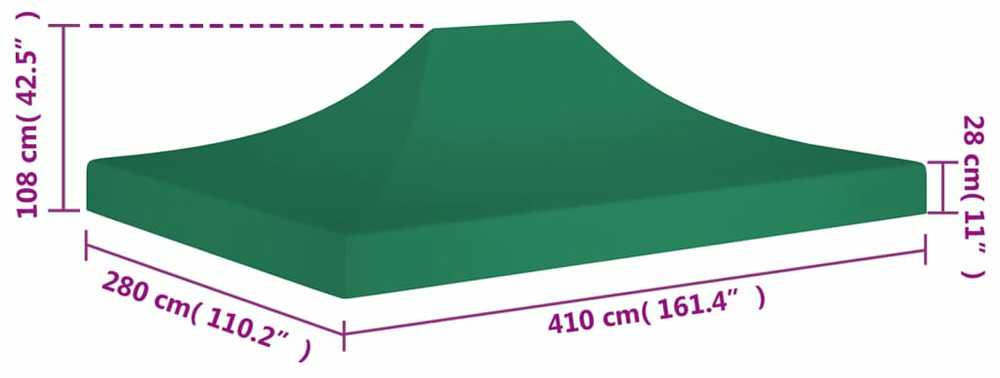 Proginės palapinės stogas, žalios spalvos, 4.1 x 2.8m, 270 g/m²