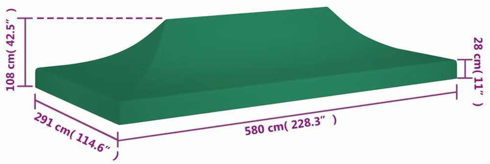 Proginės palapinės stogas, žalios spalvos, 6x3m, 270 g/m²