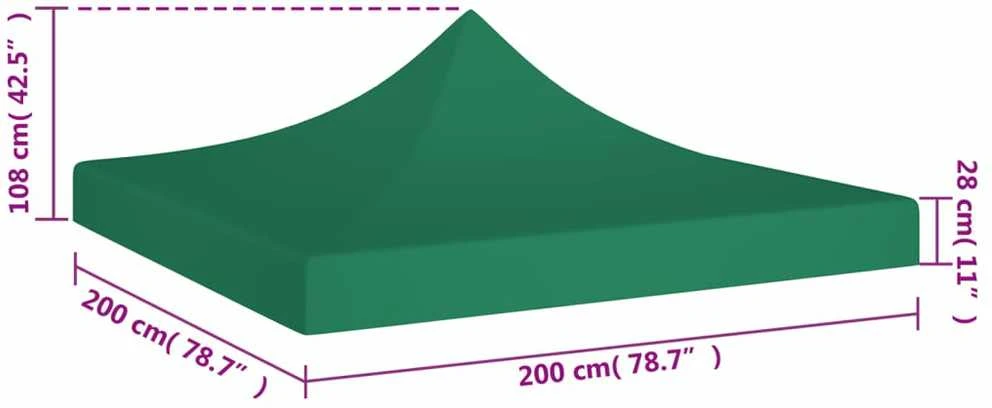 Proginės palapinės stogas, žalios spalvos, 2x2m, 270 g/m²