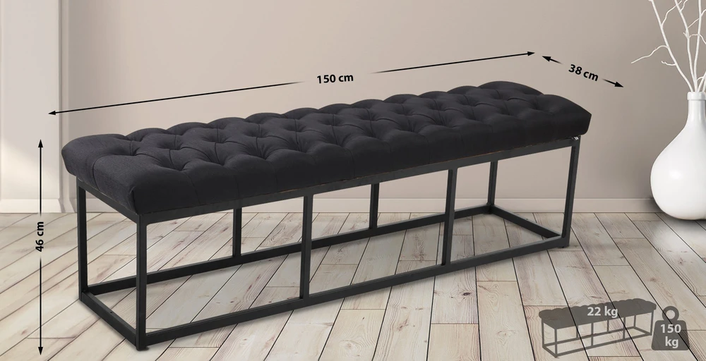 Mville Suoliukas Amun, audinys, juodas, 150 cm