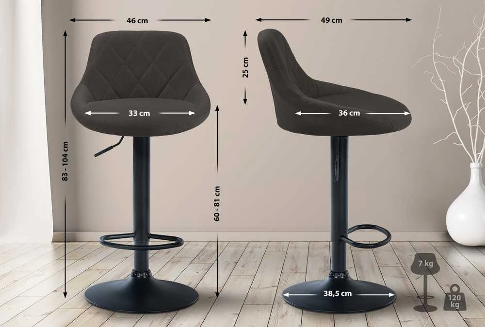 CLP Trading GmbH Mville "Lazio" baro kėdė, audinys, juoda