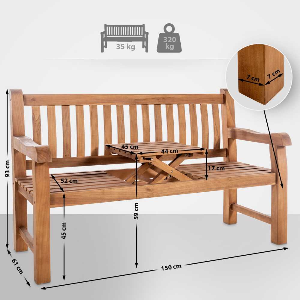 Mville "Teakbank Orlando" 150 cm