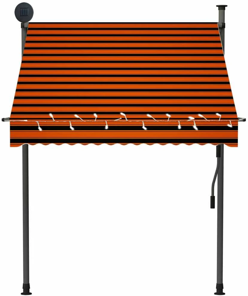 Rankinė ištraukiama markizė su LED, oranžinė ir ruda, 150cm