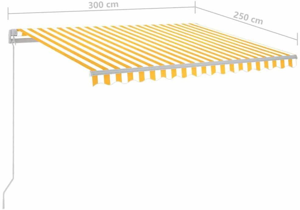 Rankiniu būdu ištraukiama markizė, geltona ir balta, 300x250cm