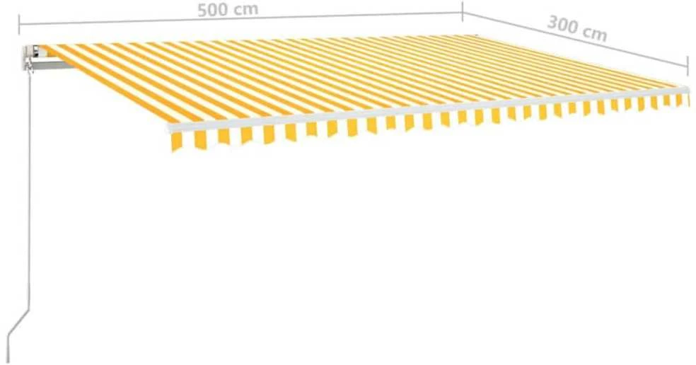 Rankiniu būdu ištraukiama markizė, geltona/balta, 500x300cm