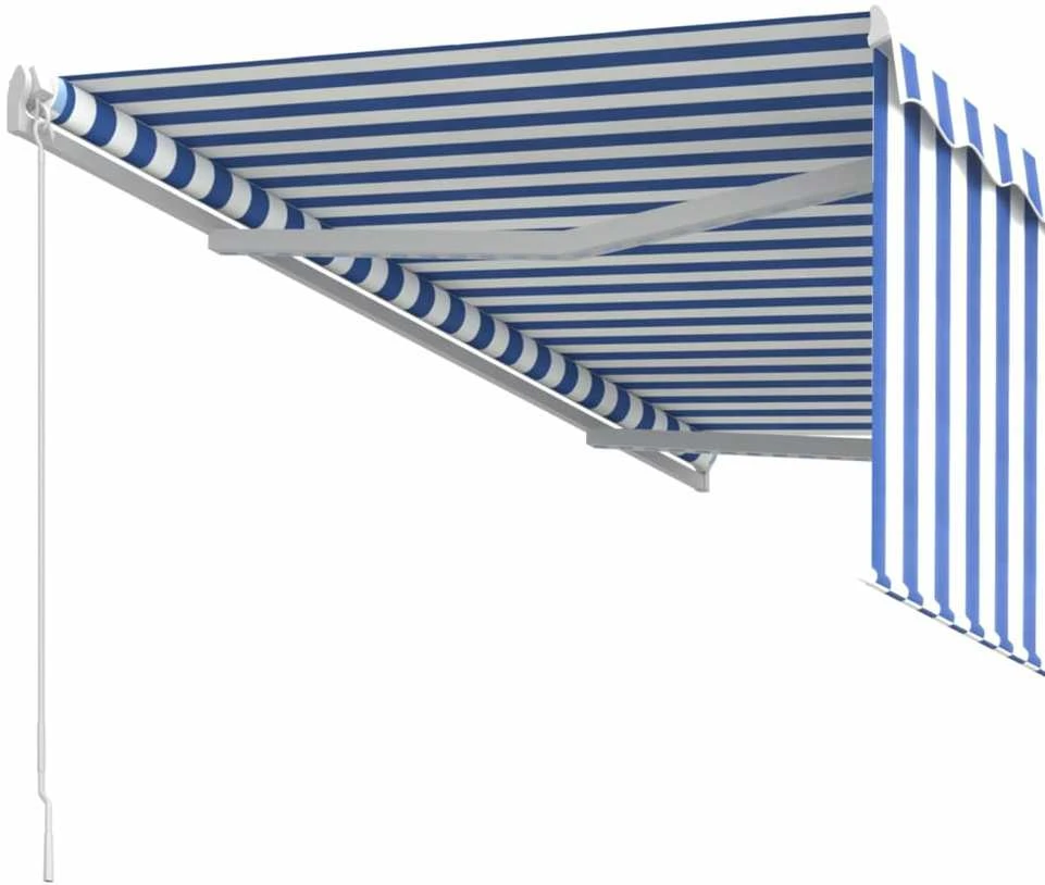Rankiniu būdu ištraukiama markizė, mėlyna ir balta, 3,5x2,5m