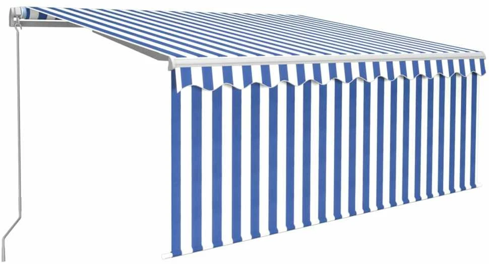 Rankiniu būdu ištraukiama markizė, mėlyna ir balta, 3,5x2,5m