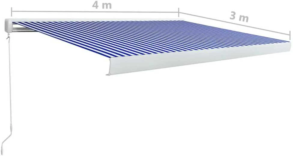 Rankiniu būdu ištraukiama markizė, mėlyna ir balta, 400x300cm