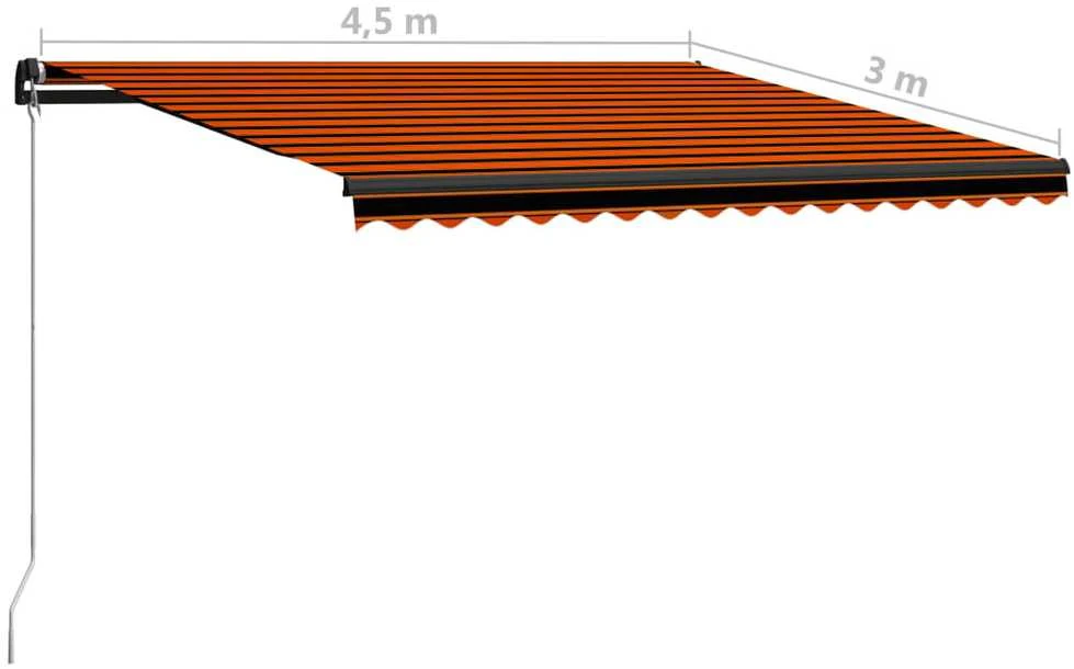 Rankiniu būdu ištraukiama markizė, oranžinė ir ruda, 450x300cm