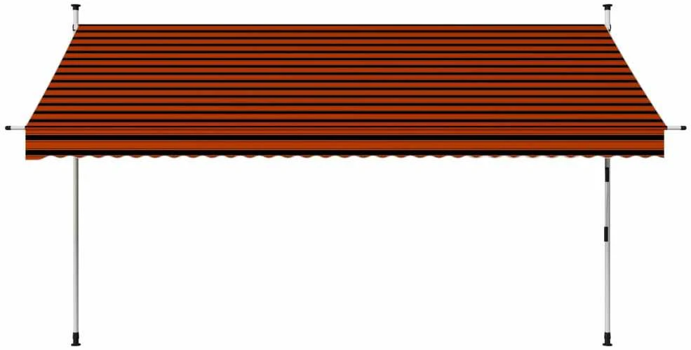Rankiniu būdu ištraukiama markizė, oranžinė ir ruda, 350cm