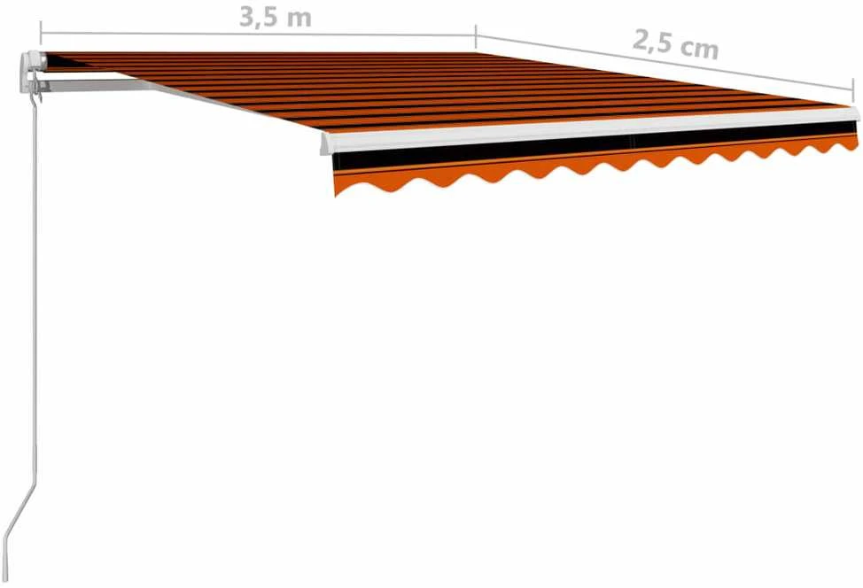 Rankiniu būdu ištraukiama markizė, oranžinė ir ruda, 350x250cm