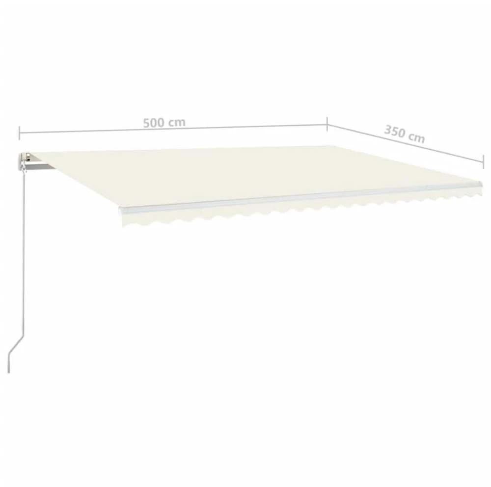 Rankiniu būdu ištraukiama markizė su LED, kreminė, 500x350cm