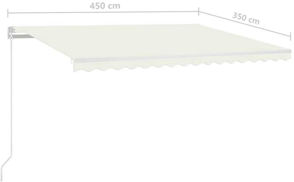 Rankiniu būdu ištraukiama markizė su LED, kreminė, 450x350cm