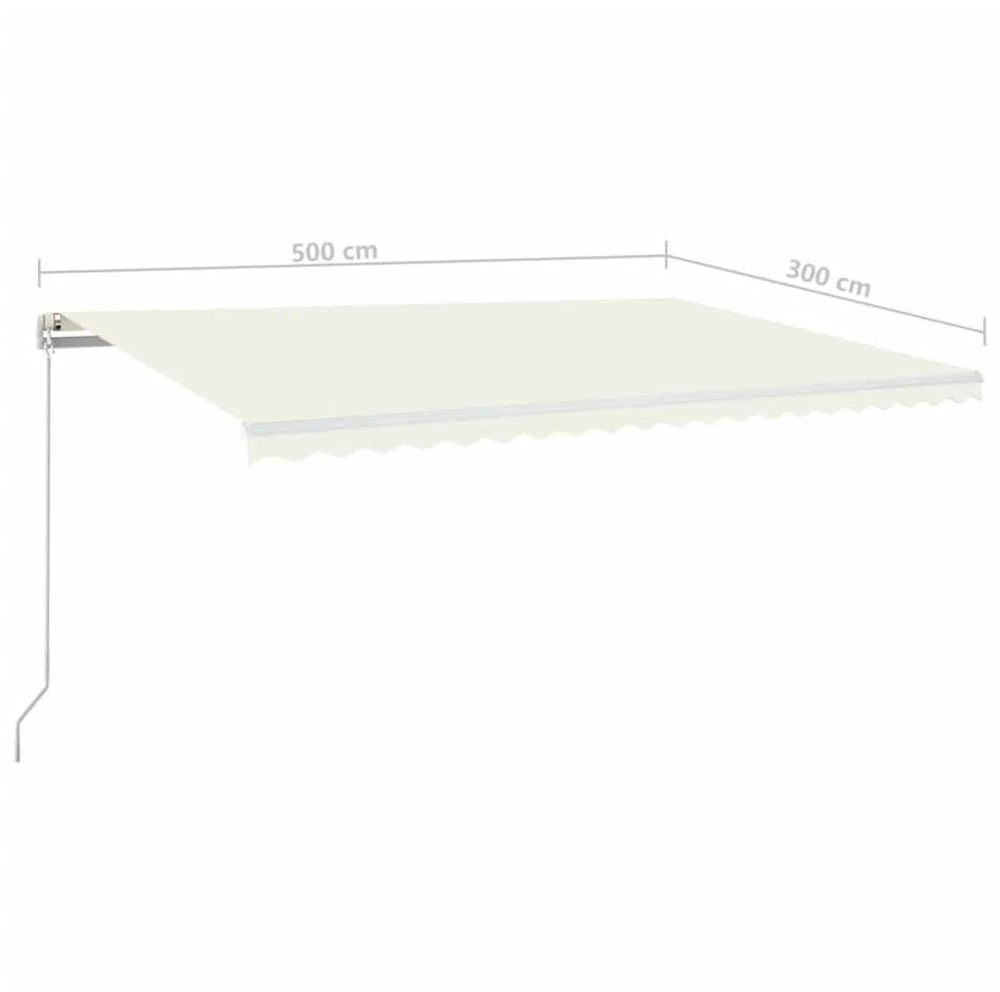 Rankiniu būdu ištraukiama markizė su LED, kreminė, 500x300cm