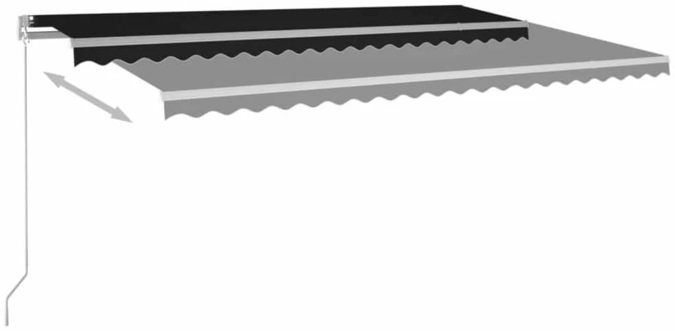 Rankiniu būdu ištraukiama markizė su LED, antracito, 500x300cm