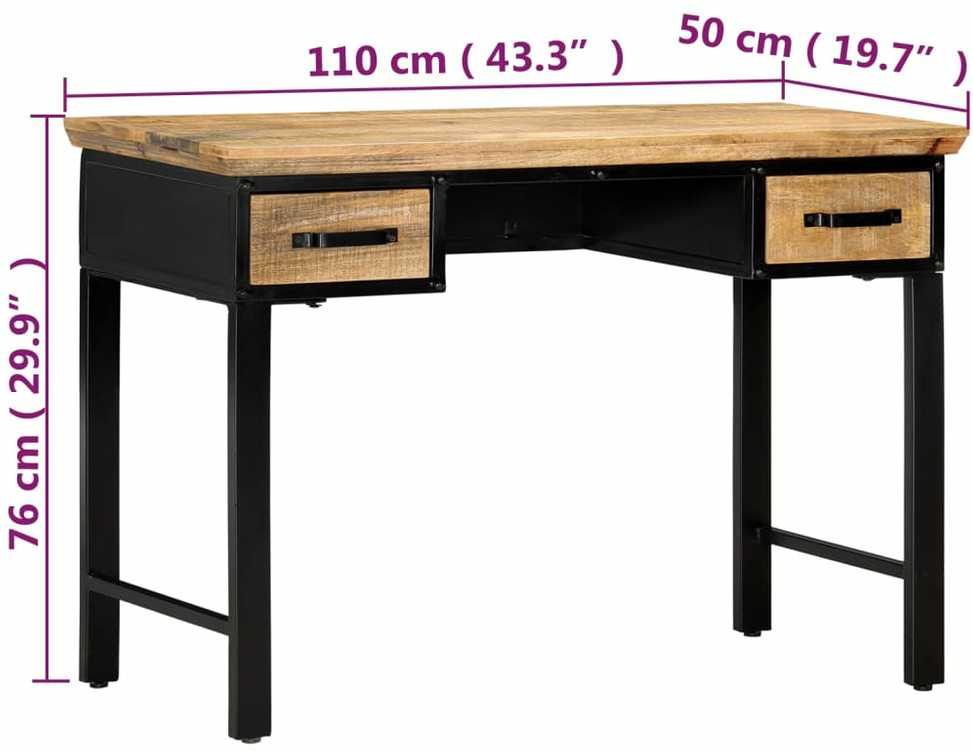 Rašomasis stalas, 110x50x76cm, mango medienos masyvas