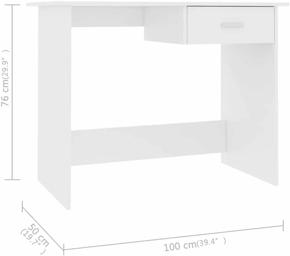 Rašomasis stalas, baltos spalvos, 100x50x76cm, apdirbta mediena