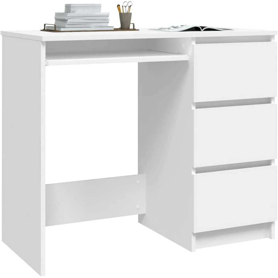 Rašomasis stalas, baltos spalvos, 90x45x76cm, apdirbta mediena