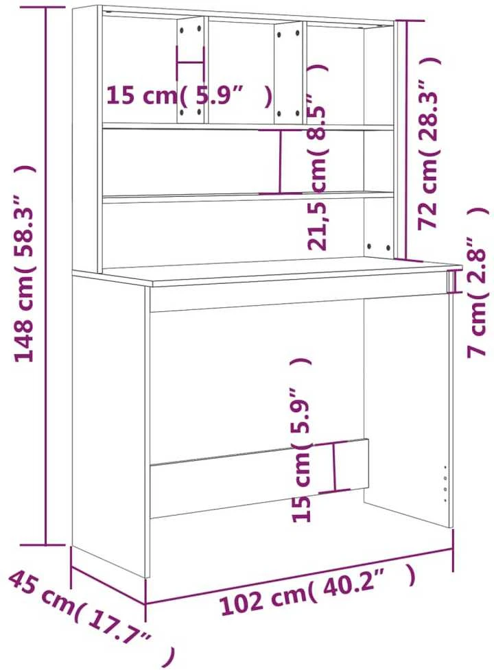 Rašomasis stalas, betono pilkas, 102x45x148cm, mediena