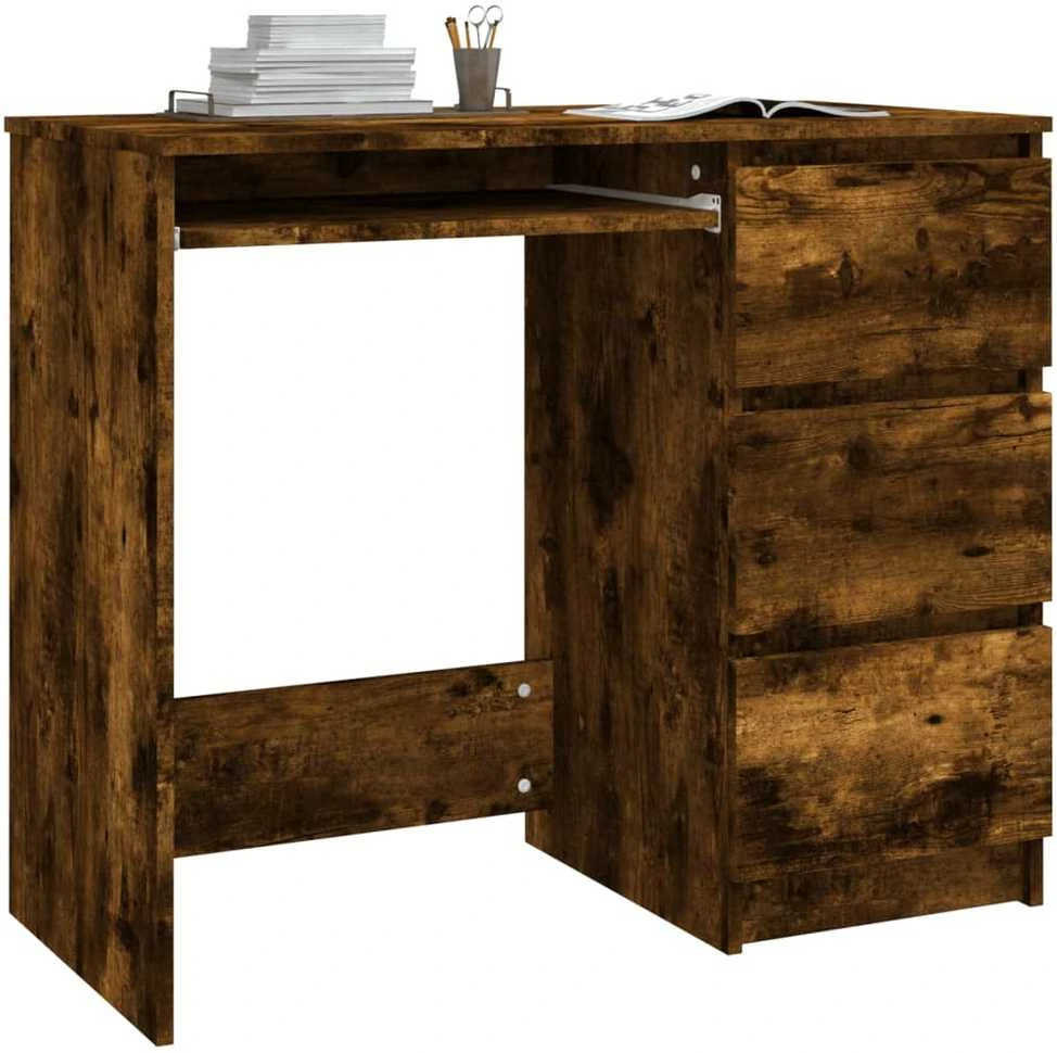 Rašomasis stalas, dūminio ąžuolo spalvos, 90x45x76cm, mediena